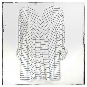 Lane Bryant Popover Stripe Roll Tab Top Size 14 / 16